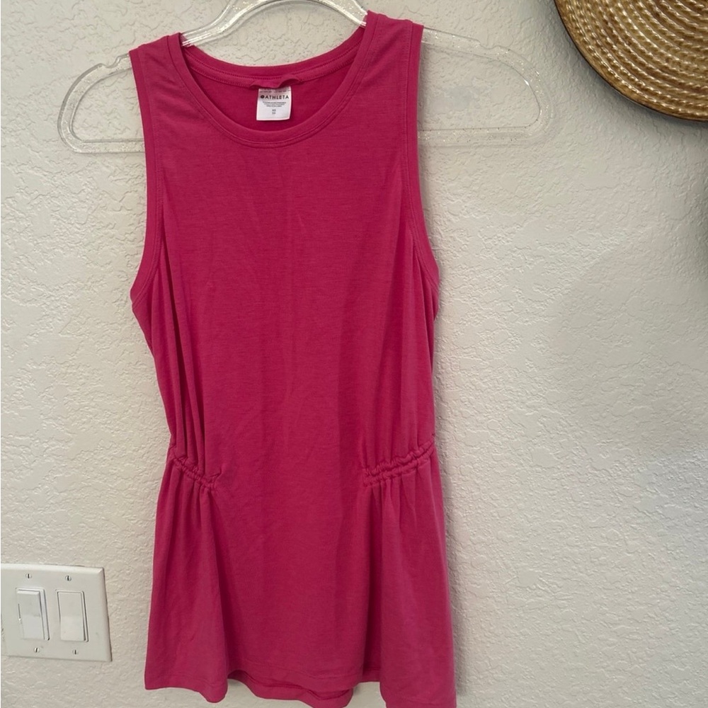 Athleta Womens Size XS Hot Pink Santorini Tank Top Dress Tunic Top Crew Neck‎